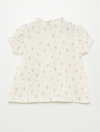 Blouse à manches courtes en gaze de coton