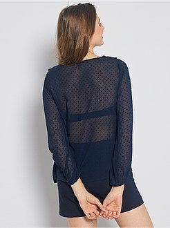 Blouse à volant et voile plumetis - Kiabi