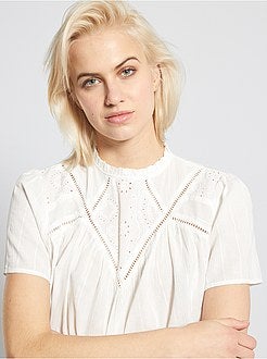 Blouse avec broderie anglaise - Kiabi