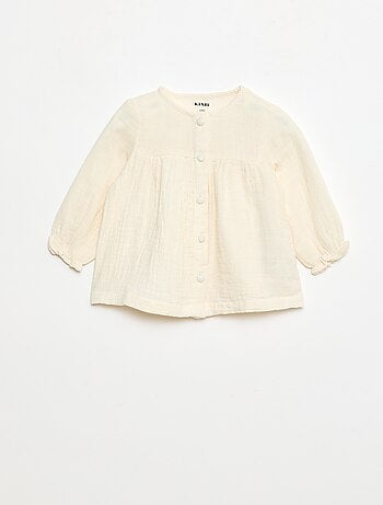 Blouse avec col crochet en gaze de coton uni