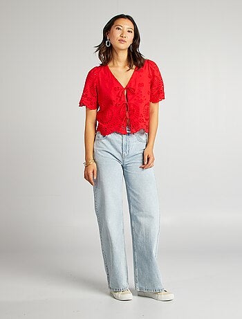 Blouse brodée avec nœuds