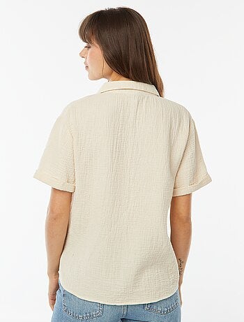 Blouse col polo en maille crêpe