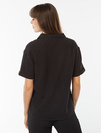 Blouse col polo en maille crêpe