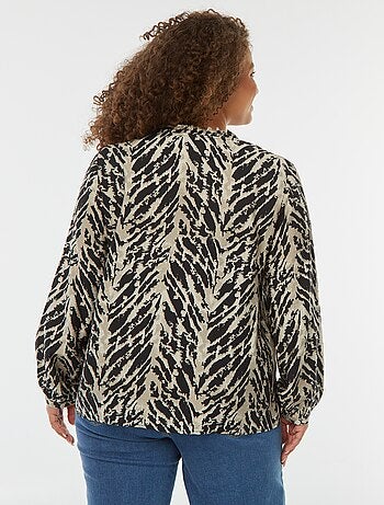 Blouse col v et manches longues à motif