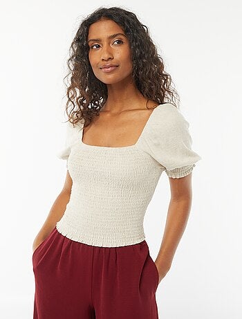 Blouse crop à manches courtes