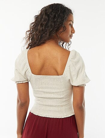 Blouse crop à manches courtes