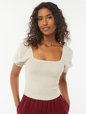 Blouse crop à manches courtes