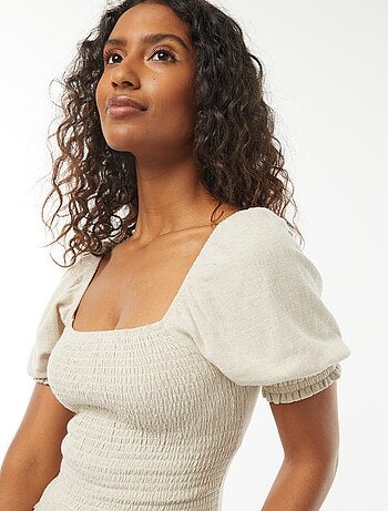 Blouse crop à manches courtes