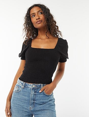 Blouse crop à manches courtes