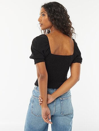 Blouse crop à manches courtes