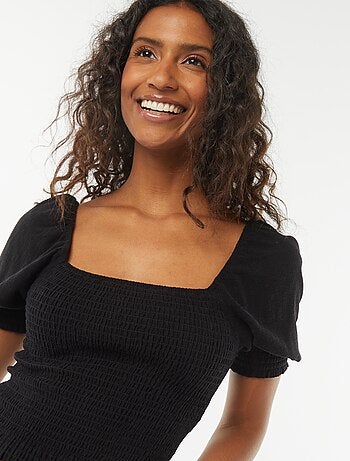 Blouse crop à manches courtes