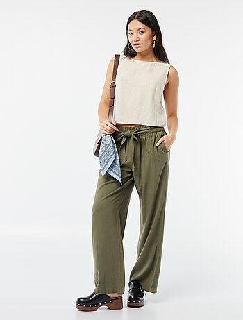 Blouse crop en lin mélangé