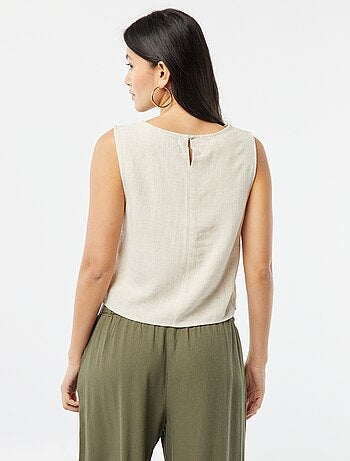 Blouse crop en lin mélangé