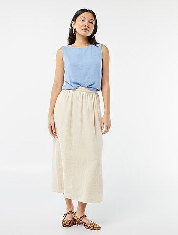 Blouse crop en lin mélangé