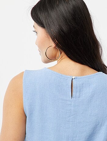 Blouse crop en lin mélangé