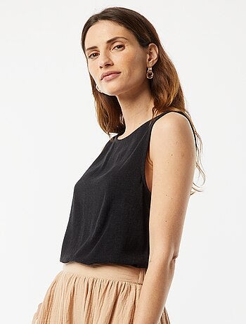 Blouse crop en lin mélangé