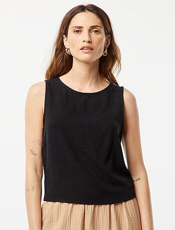 Blouse crop en lin mélangé
