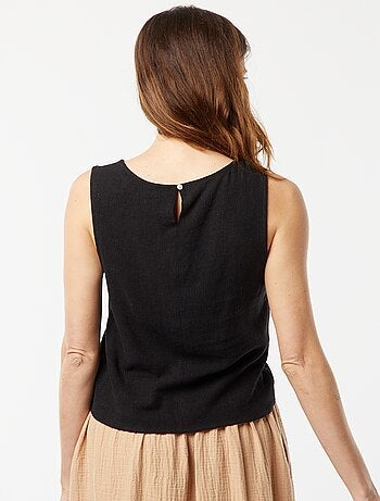 Blouse crop en lin mélangé