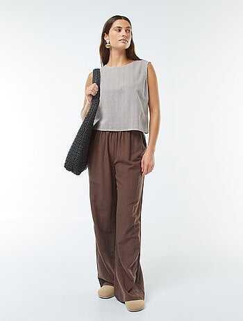 Blouse crop en lin mélangé sans manches