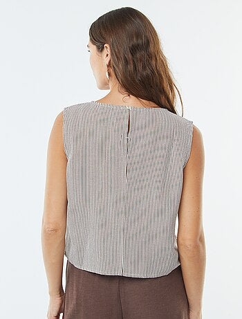 Blouse crop en lin mélangé sans manches