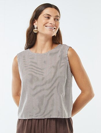 Blouse crop en lin mélangé sans manches