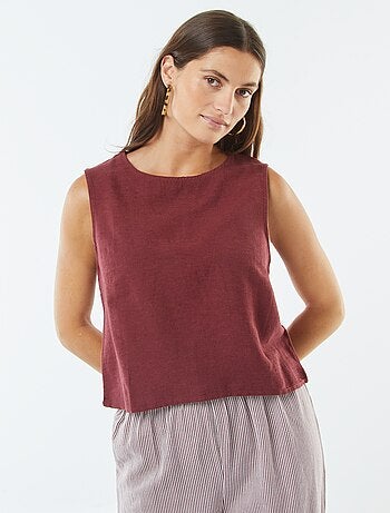 Blouse crop en lin mélangé sans manches