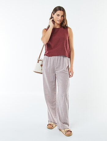 Blouse crop en lin mélangé sans manches