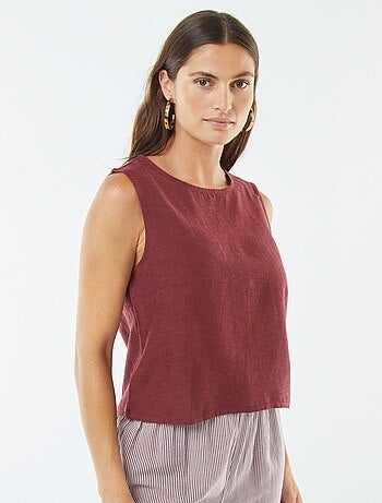 Blouse crop en lin mélangé sans manches