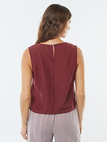 Blouse crop en lin mélangé sans manches
