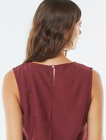 Blouse crop en lin mélangé sans manches
