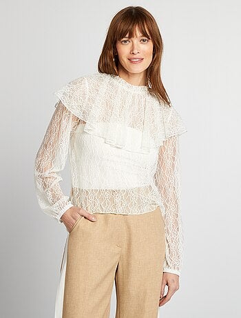 Blouse en dentelle volantée