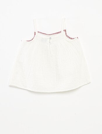 Blouse en gaze de coton avec broderies 'cœurs' all over