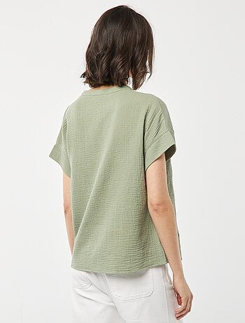 Blouse en gaze de coton avec broderies