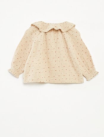 Blouse en gaze de coton avec col claudine