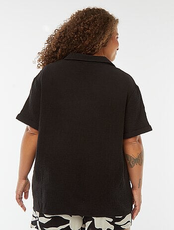 Blouse en gaze de coton avec col polo