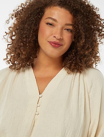 Blouse en gaze de coton avec manches bouffantes