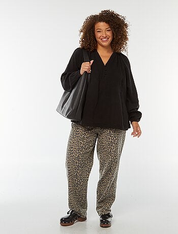 Blouse en gaze de coton avec manches bouffantes