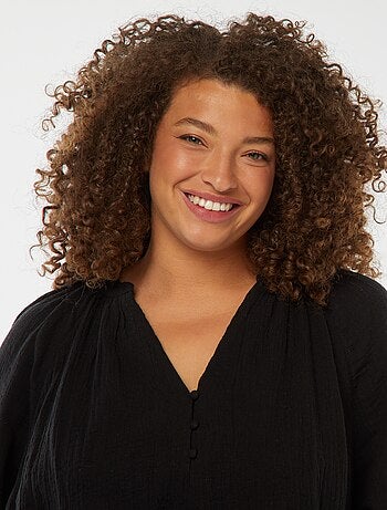 Blouse en gaze de coton avec manches bouffantes