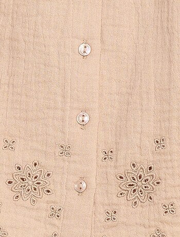 Blouse en gaze de coton avec manches courtes volantées