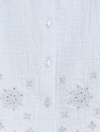 Blouse en gaze de coton avec manches courtes volantées