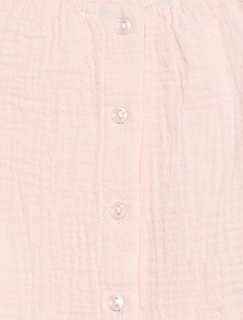 Blouse en gaze de coton avec manches courtes volantées