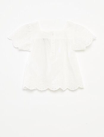Blouse en voile de coton avec broderies anglaises