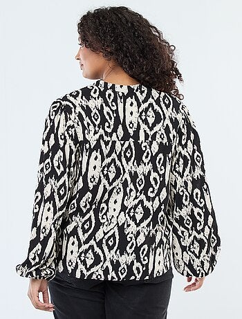 Blouse fluide avec col mao et motif all over