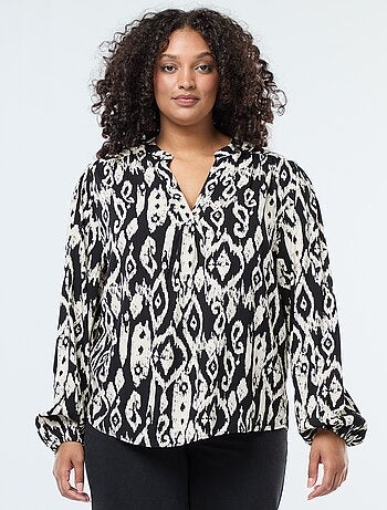 Blouse fluide avec col mao et motif all over