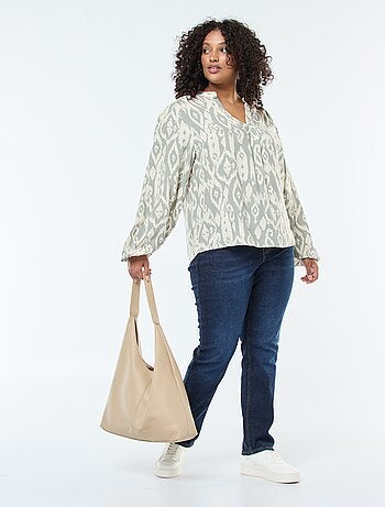 Blouse fluide avec col mao et motif all over