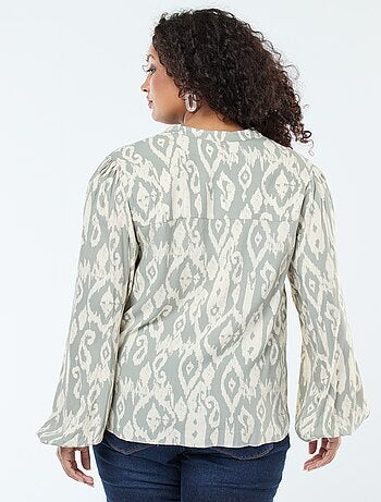 Blouse fluide avec col mao et motif all over