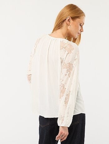 Blouse fluide avec manches en dentelle transparente