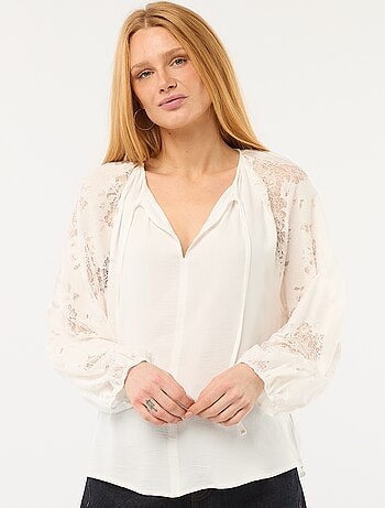 Blouse fluide avec manches en dentelle transparente