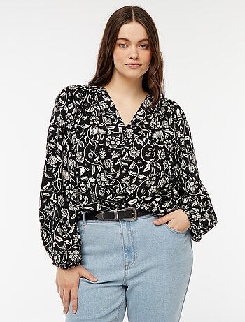 Blouse fluide imprimée en maille crêpe