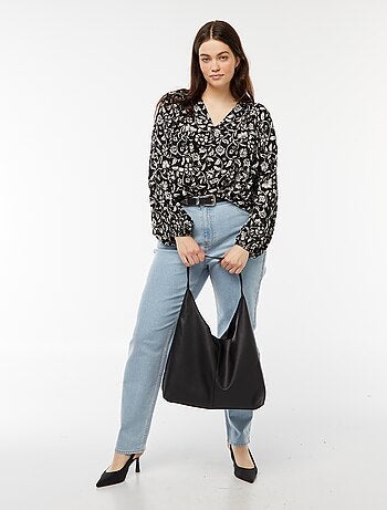 Blouse fluide imprimée en maille crêpe